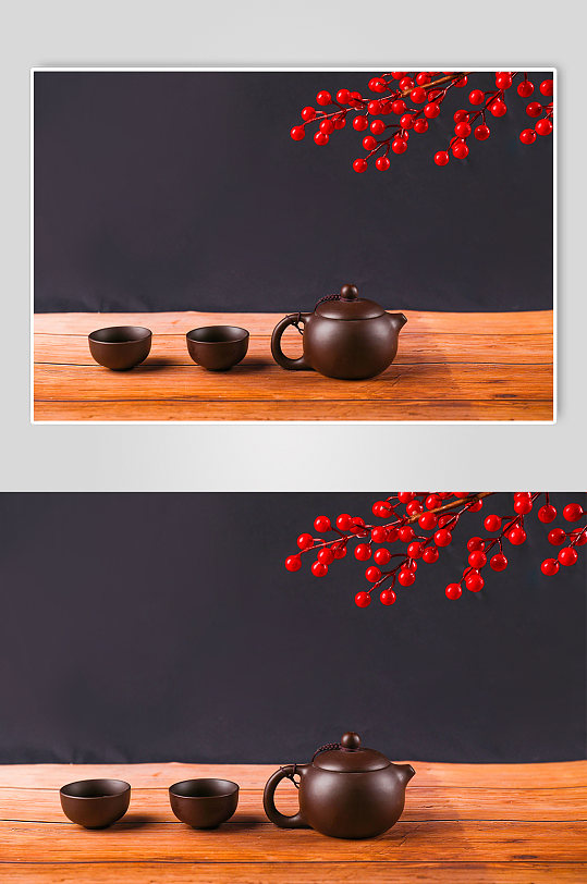 中国茶壶茶杯春节物品元素背景摄影图片