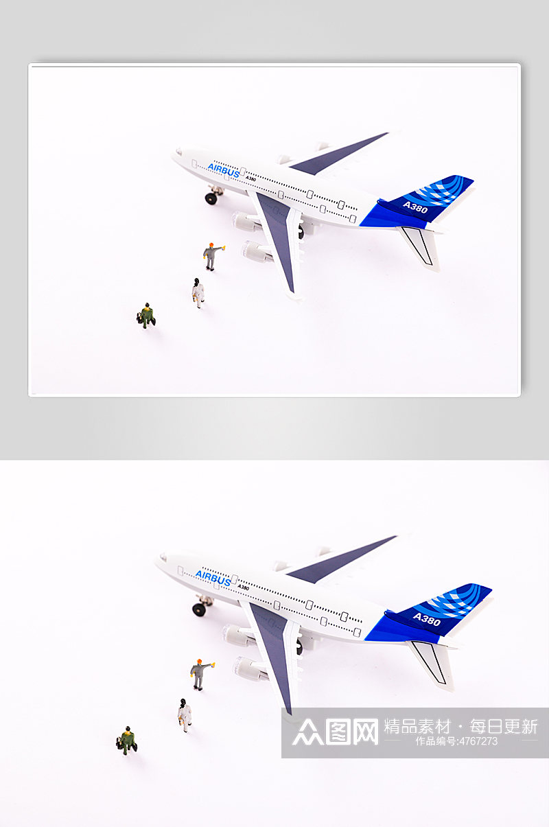 飞机春运微距小人春节物品元素背景摄影图片素材