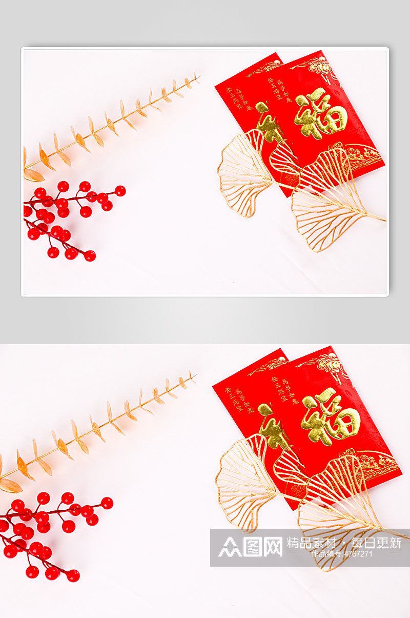 新年红包春节物品元素背景摄影图片素材