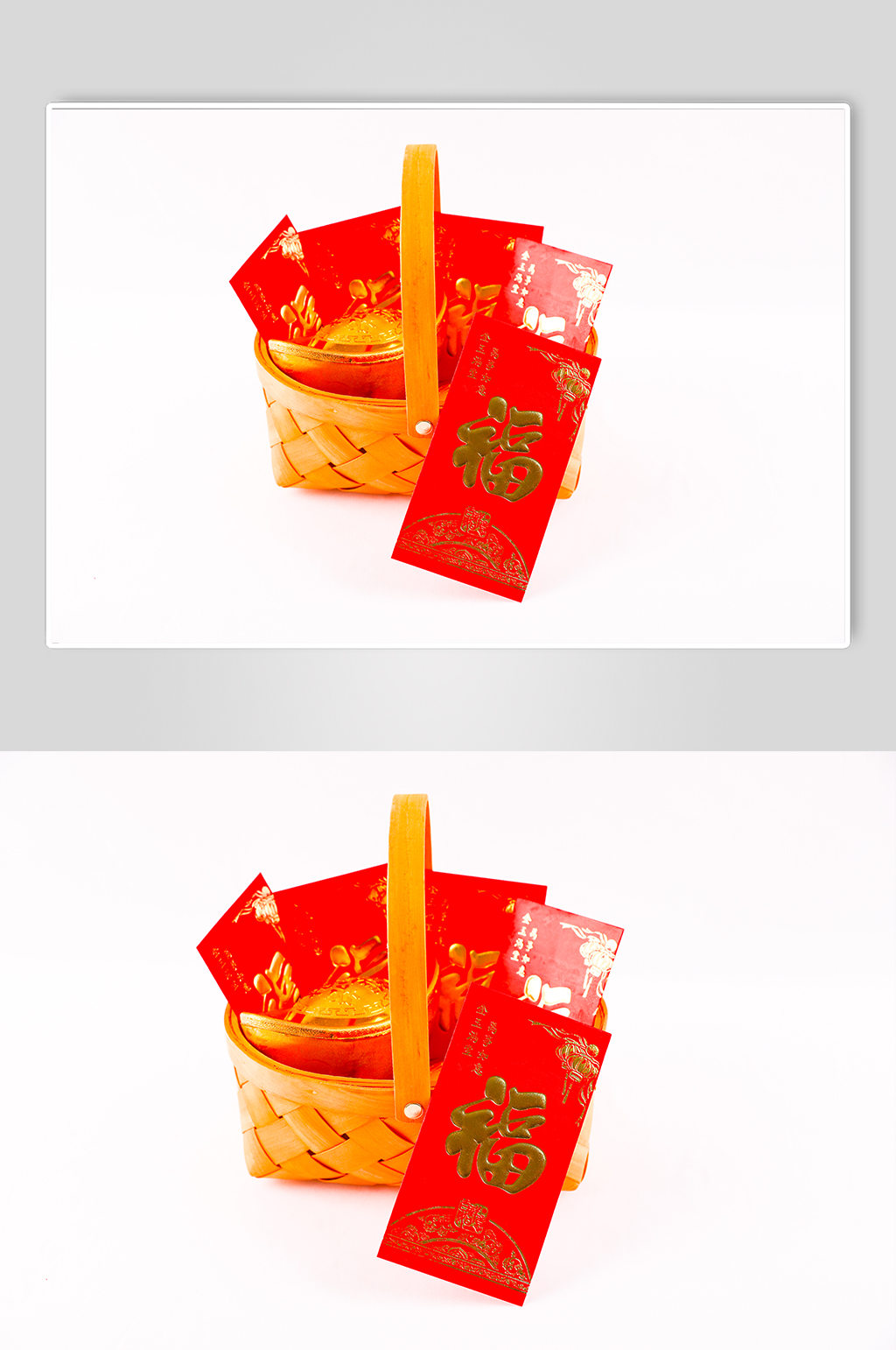 新年红包篮子春节物品元素背景摄影图片素材