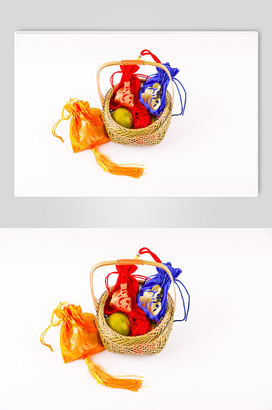 福袋橙子水果篮春节物品元素摄影图片