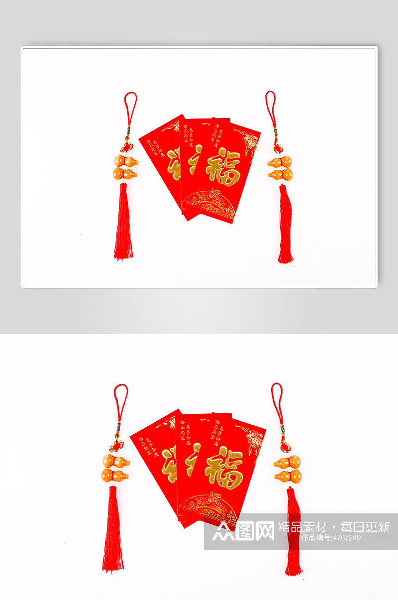 新年红包中国结春节物品元素摄影图片素材