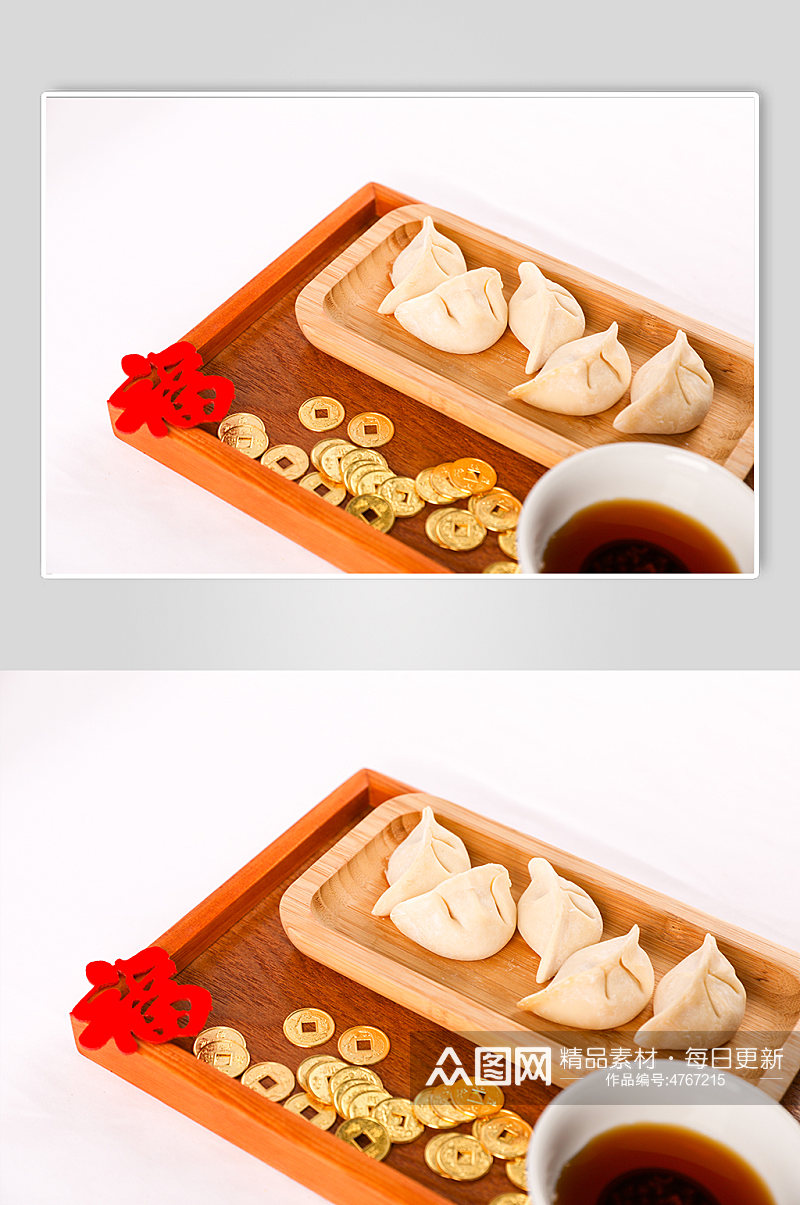新年饺子蘸醋美食春节物品元素摄影图片素材