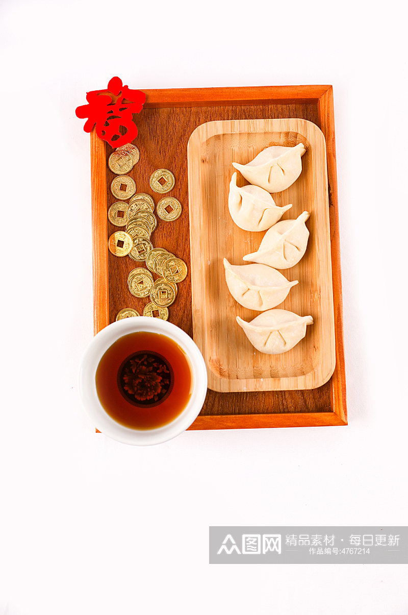 新年饺子蘸醋美食春节物品元素摄影图片素材