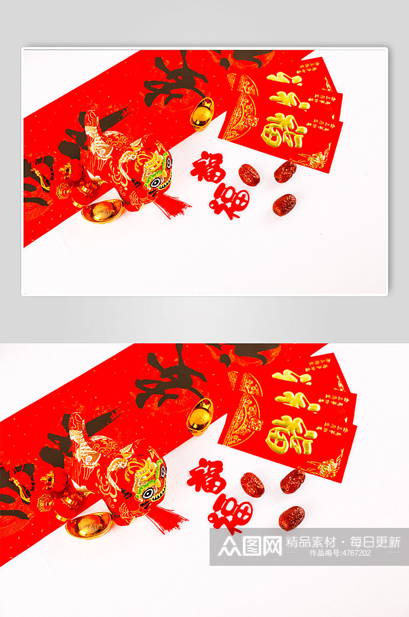 新年对联红包春节物品元素摄影图片素材