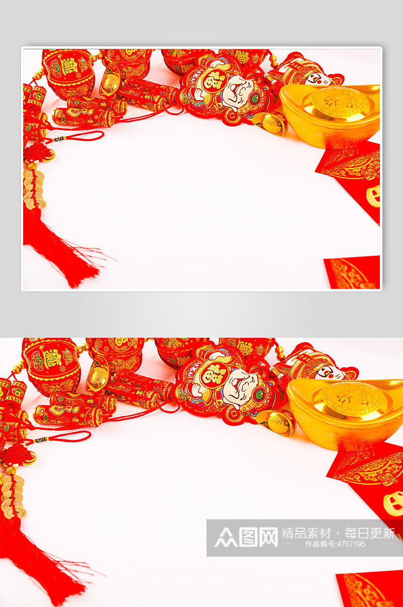 新年对联红包财神春节物品元素摄影图片素材