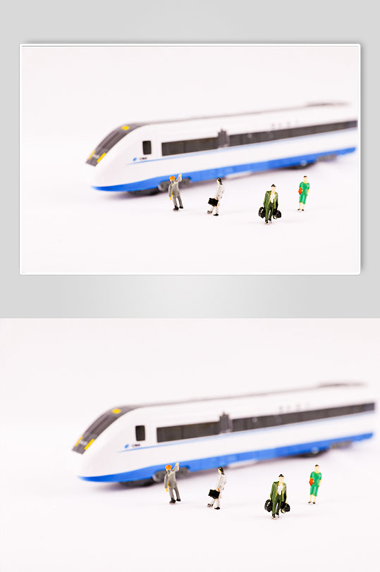 春运动车模型微距小人春节物品元素摄影图片
