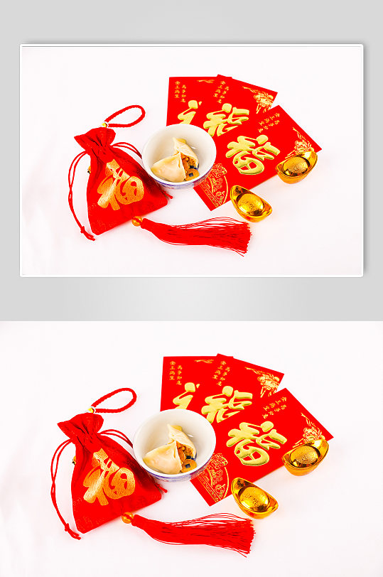 新年红包饺子春节物品元素摄影图片