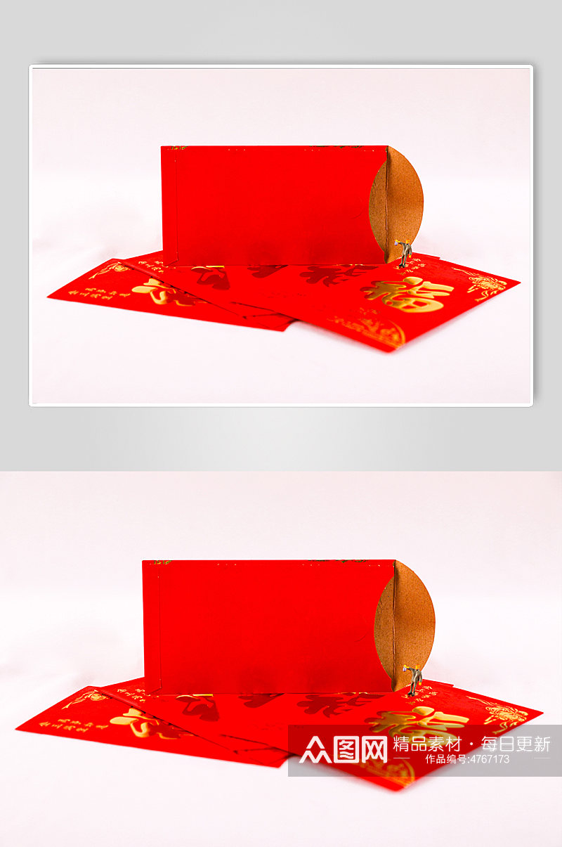新年红包微距小人春节物品元素摄影图片素材