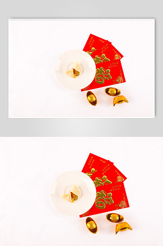 新年硬币饺子红包春节物品元素摄影图片