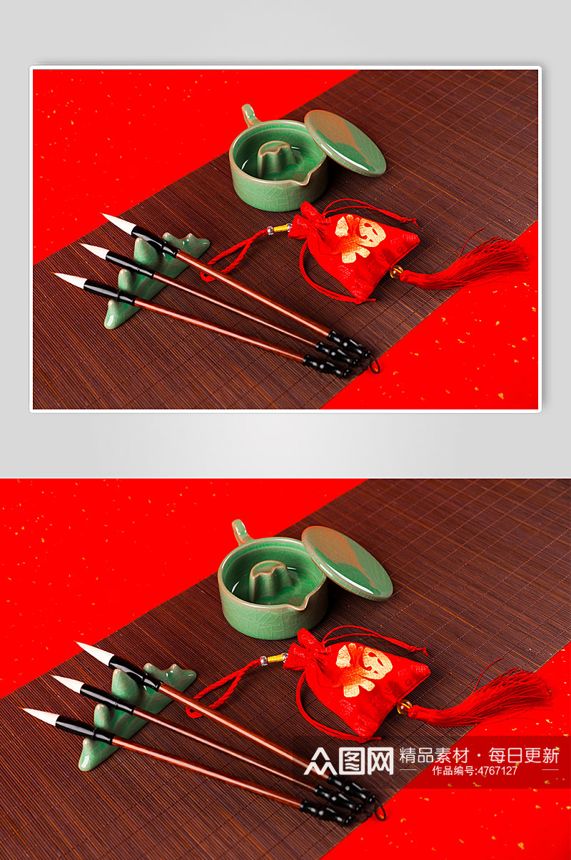 新年福袋红包笔墨纸砚春节物品元素摄影图片素材
