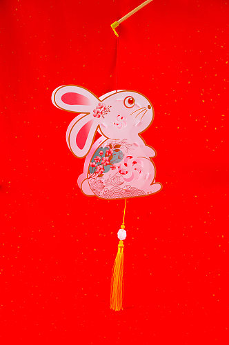新年兔子灯笼春节物品元素摄影图片