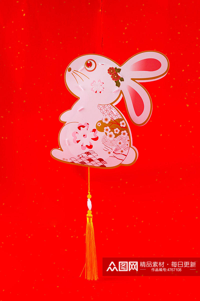 新年兔子灯笼春节物品元素摄影图片素材