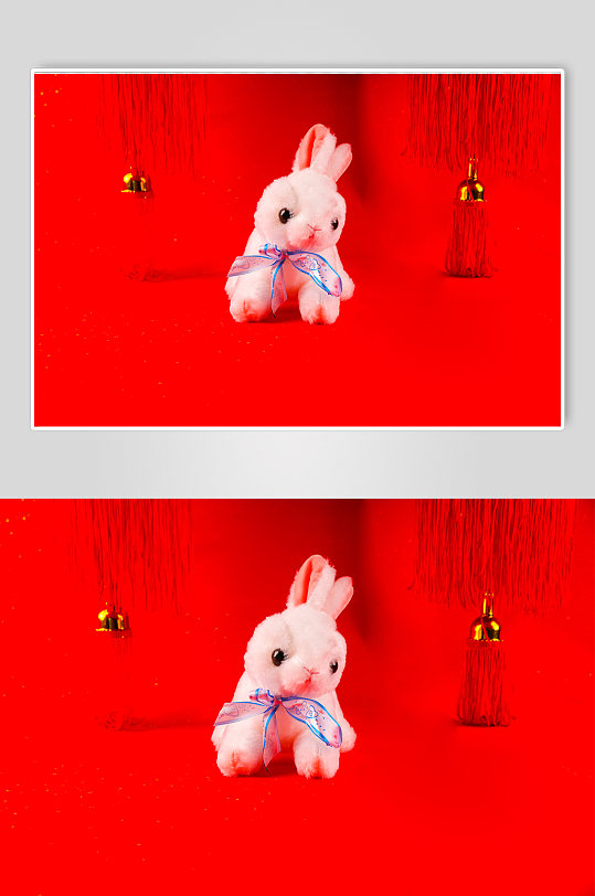 新年兔子红包春节物品元素摄影图片