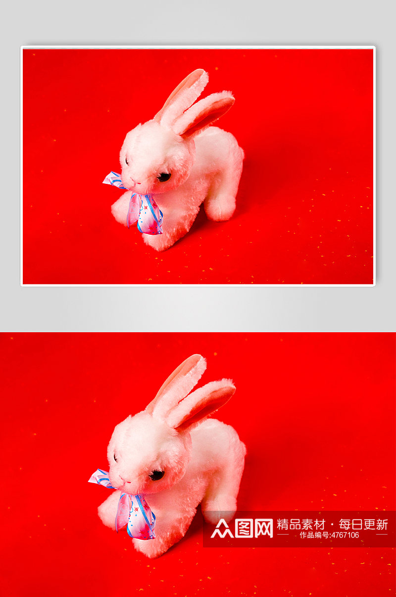 新年兔子红包春节物品元素摄影图片素材