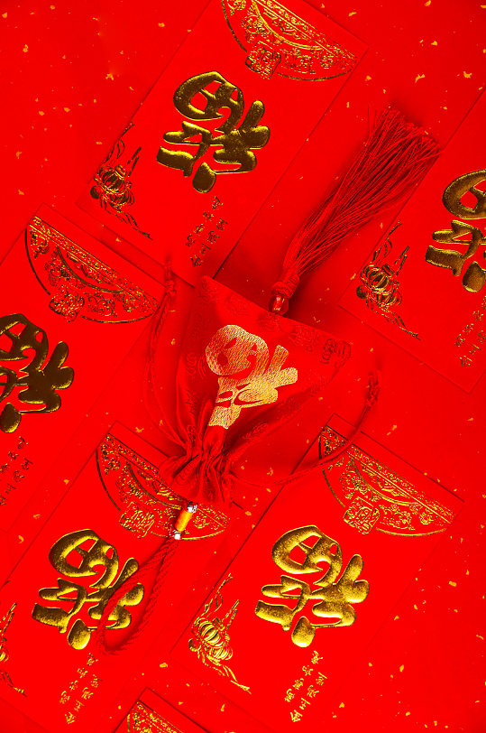 新年福袋红包春节物品元素摄影图片
