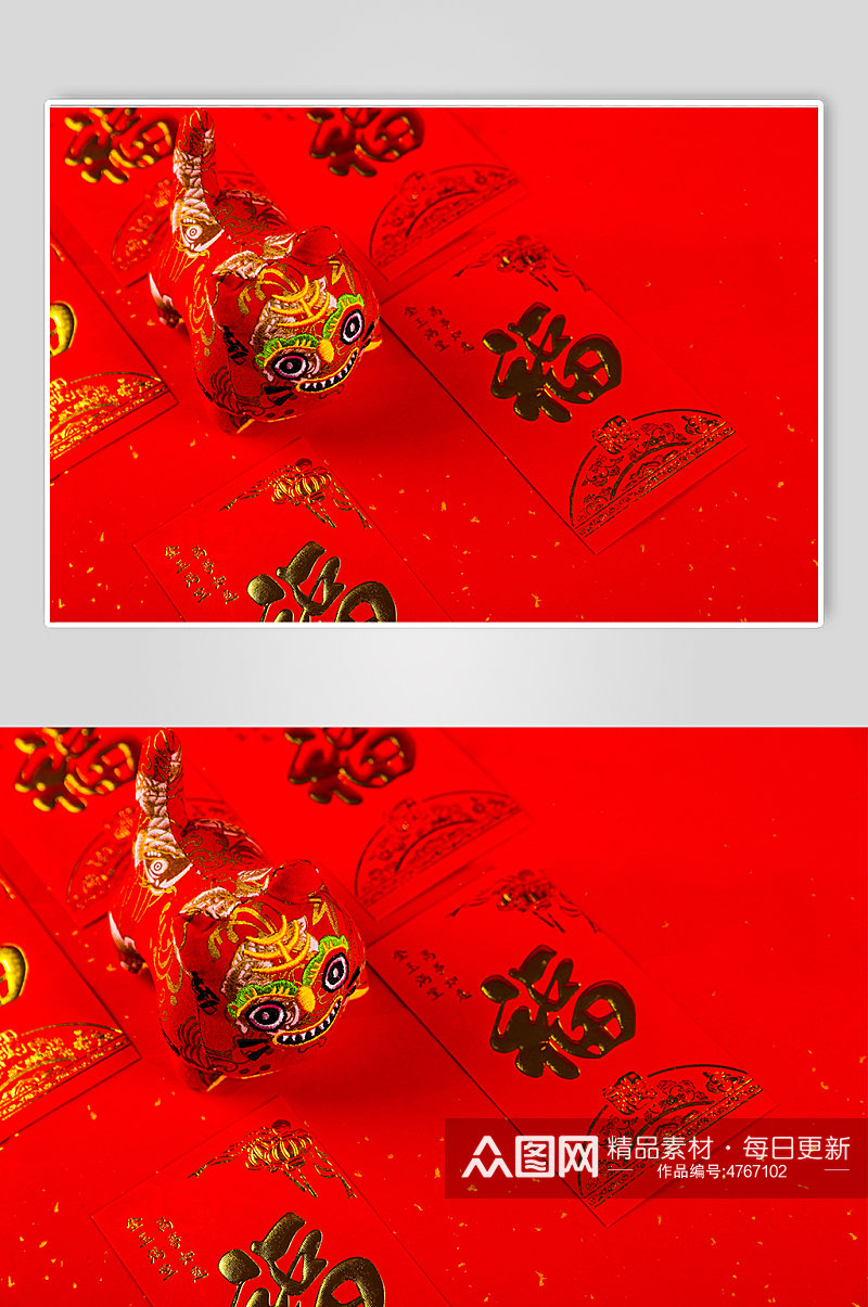 新年玩偶红包春节物品元素摄影图片素材