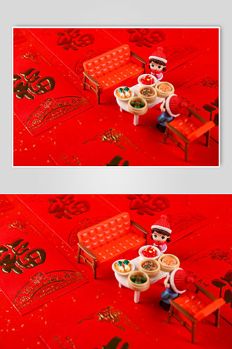 新年微距小人红包春节物品元素摄影图片