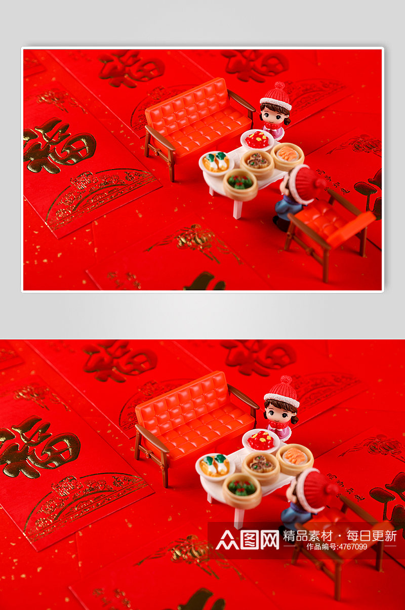 新年微距小人红包春节物品元素摄影图片素材