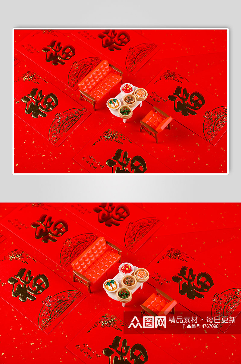 新年微距小人红包春节物品元素摄影图片素材