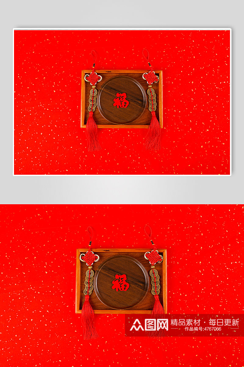 新年福字碗勺春节物品元素摄影图片素材