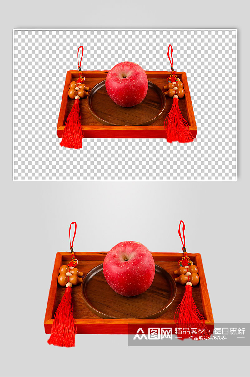 苹果中国结春节物品摄影图PNG免抠元素素材