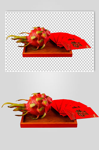 火龙果红包春节物品摄影图PNG免抠元素