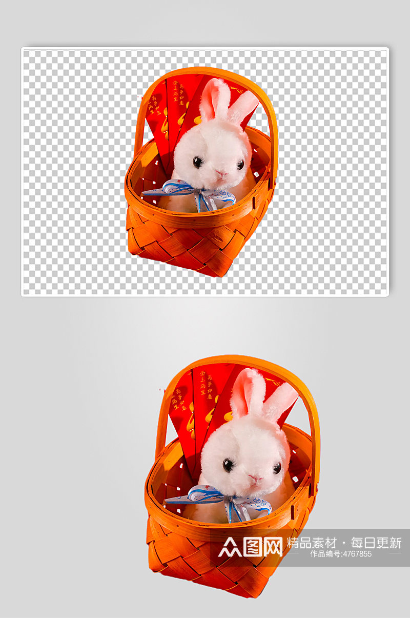 兔子玩偶红包春节物品摄影图PNG免抠元素素材