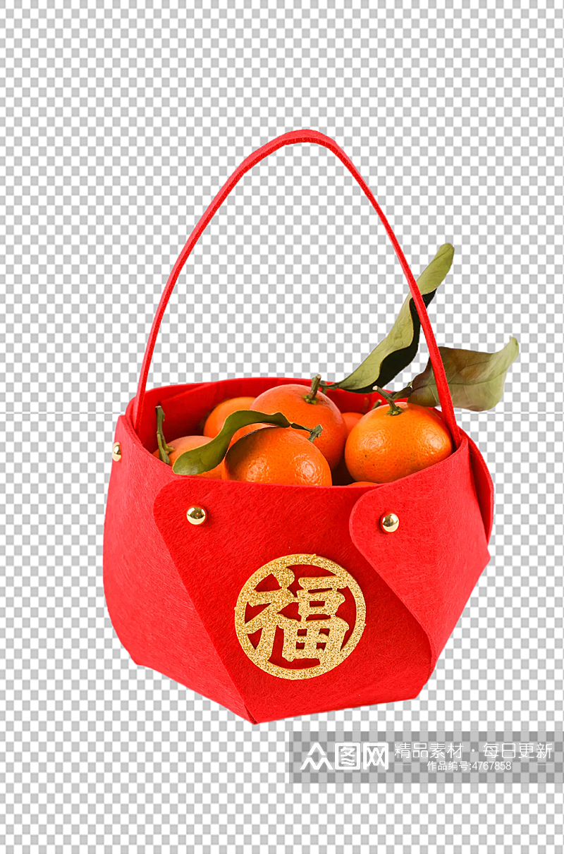 水果橘子福字春节物品摄影图PNG免抠元素素材