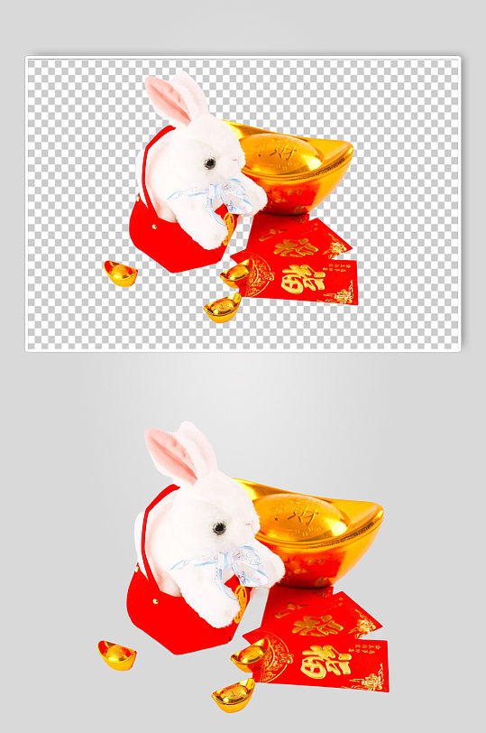 兔子玩偶红包春节物品摄影图PNG免抠元素