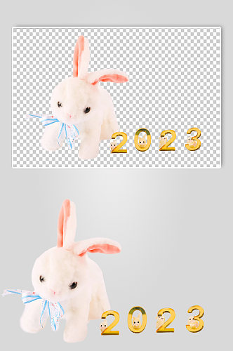 兔子2023春节物品摄影图PNG免抠元素