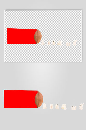红包微距兔子春节物品摄影图PNG免抠元素