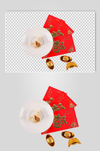 新年饺子红包春节物品摄影图PNG免抠元素