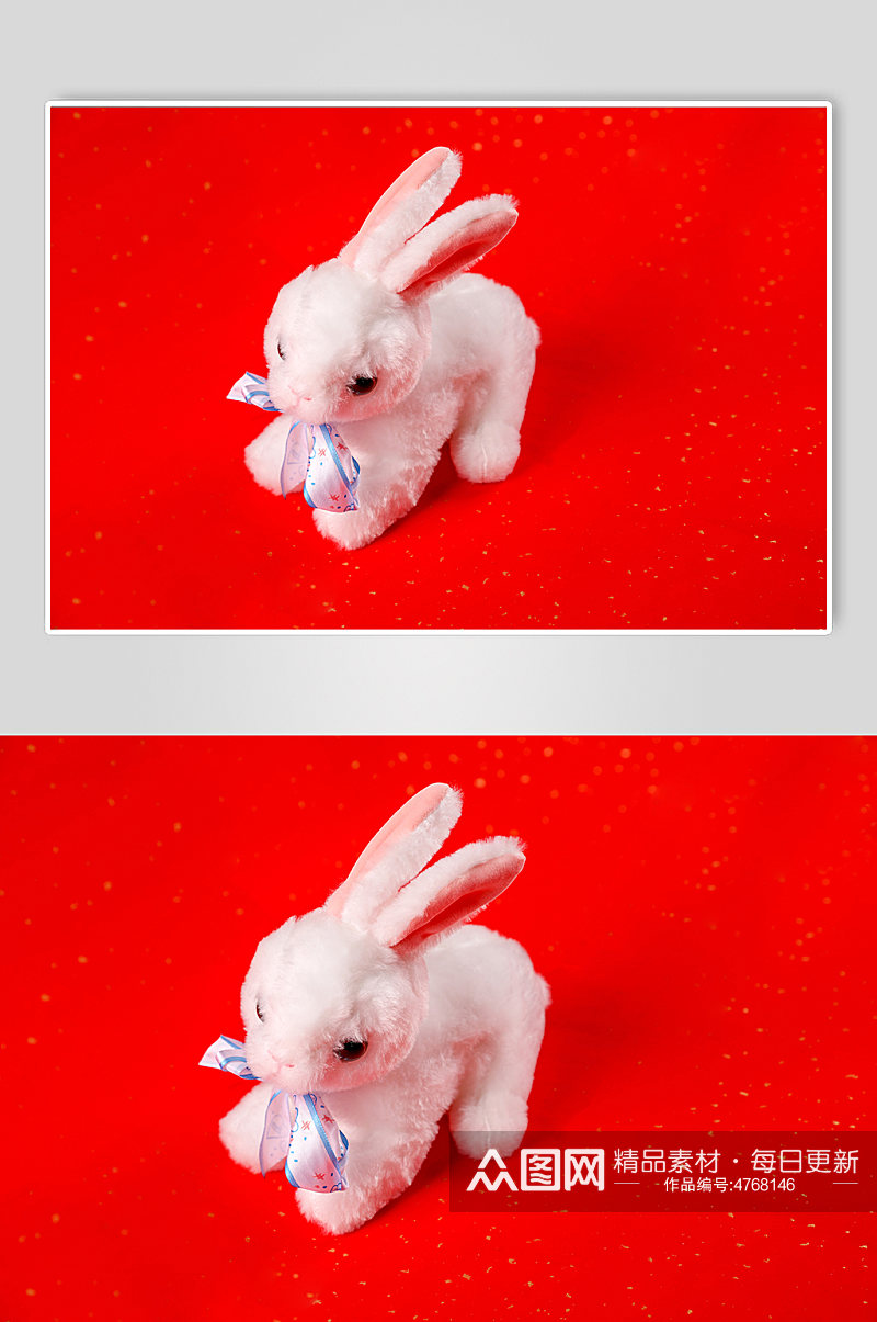 兔年兔子玩偶春节物品元素背景摄影图片素材
