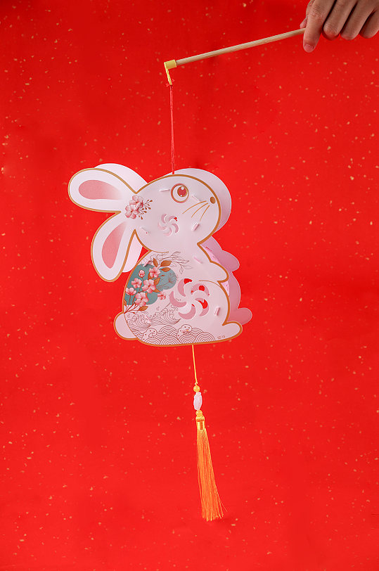 兔子灯笼提灯春节物品元素背景摄影图片