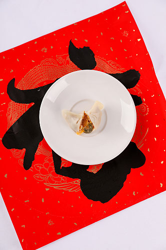 福字饺子春节物品元素背景摄影图片