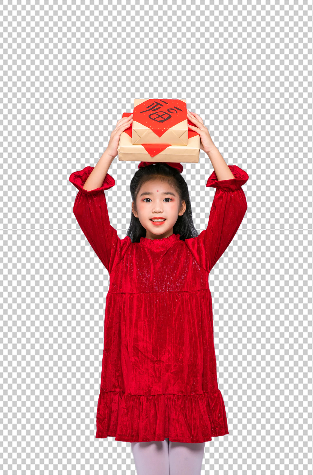新年送禮兔年兒童人物免摳PNG攝影圖片素材