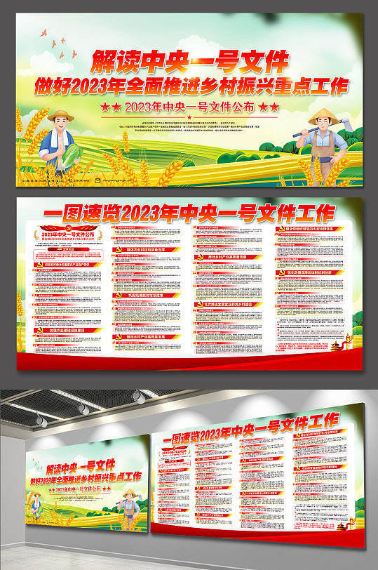 全面推进乡村振兴战略中央一号文件党建展板