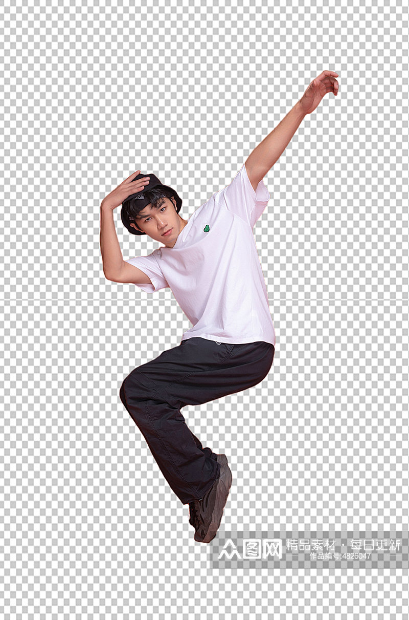 嘻哈跳跃男孩时尚街舞人物PNG摄影图片素材