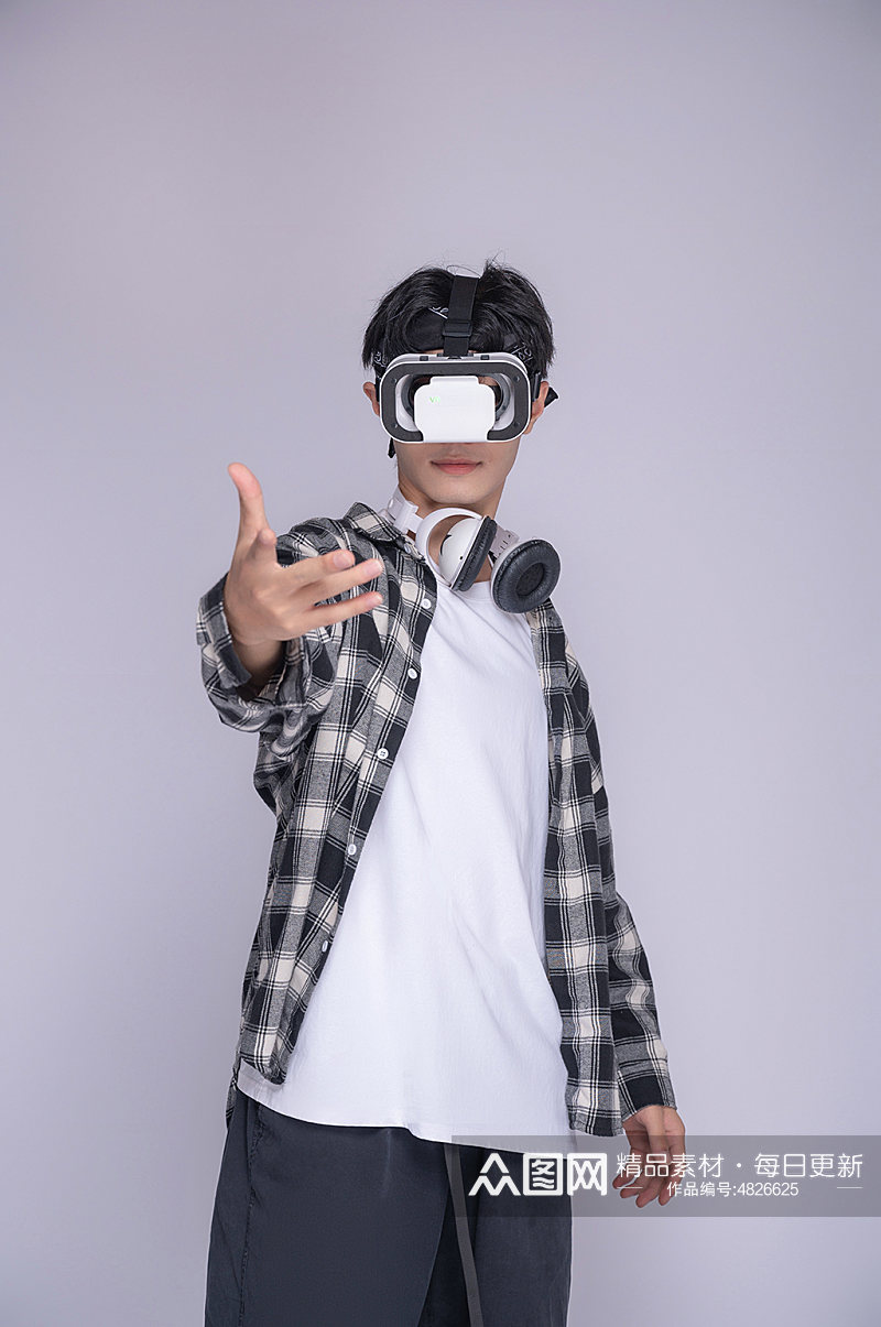 戴VR眼镜时尚街舞人物精修摄影图片素材