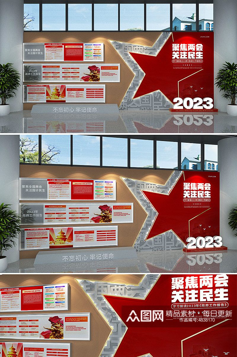 聚焦两会2023年政府工作报告党建文化墙素材