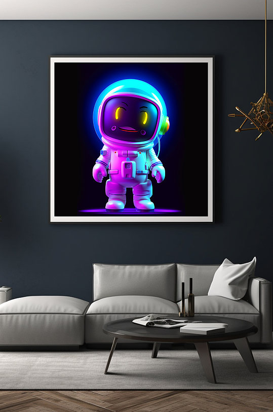 炫酷机器人Q版宇宙太空宇航员模型装饰画-众图网