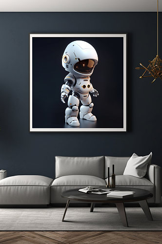 炫酷机器人Q版宇宙太空宇航员模型装饰画