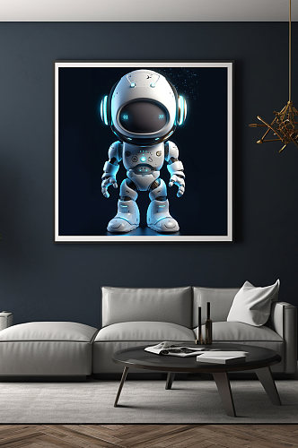 机器人Q版宇宙太空宇航员模型装饰画