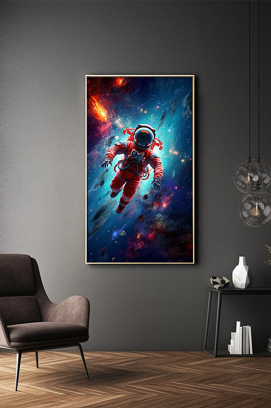 星空絢爛宇宙太空宇航員插畫裝飾畫