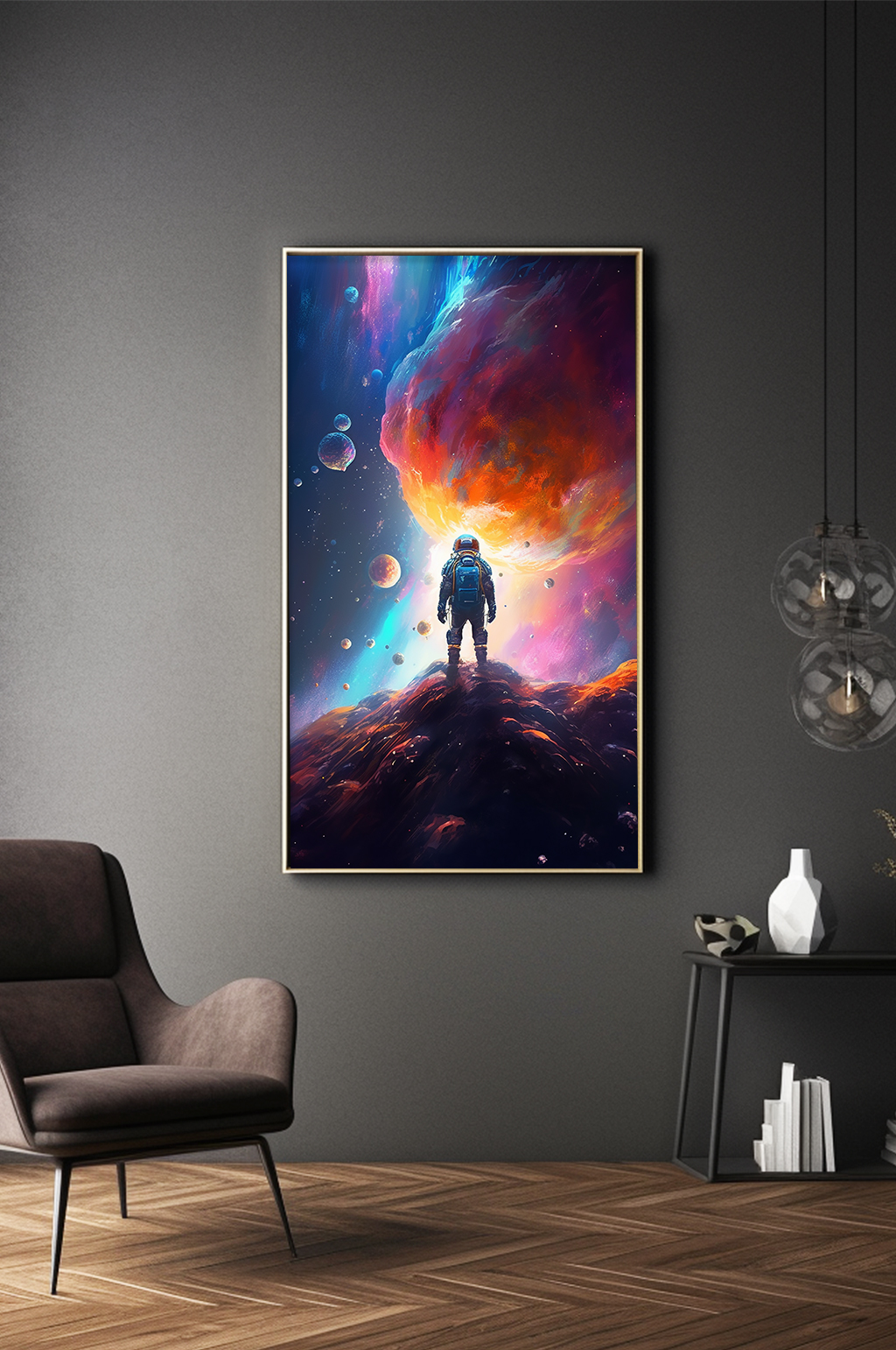 夢幻絢爛宇宙太空宇航員插畫裝飾畫素材