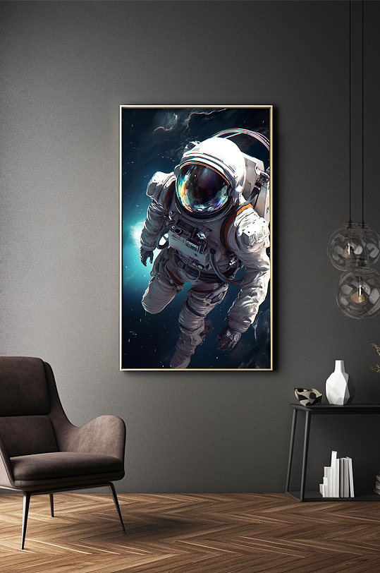 科幻绚烂宇宙太空宇航员插画装饰画-众图网