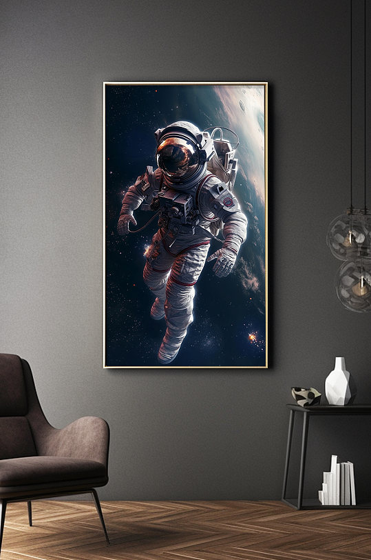 时尚绚烂宇宙太空宇航员插画装饰画-众图网