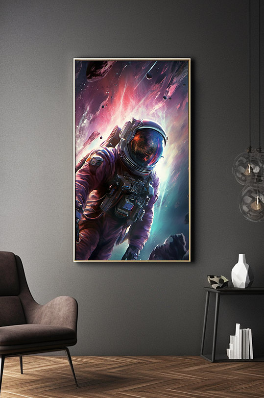 时尚绚烂宇宙太空宇航员插画装饰画-众图网
