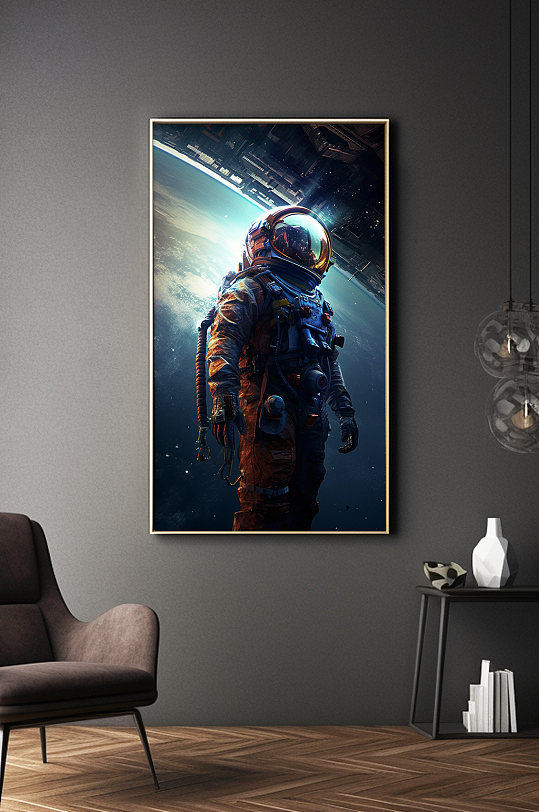 时尚绚烂宇宙太空宇航员插画装饰画-众图网
